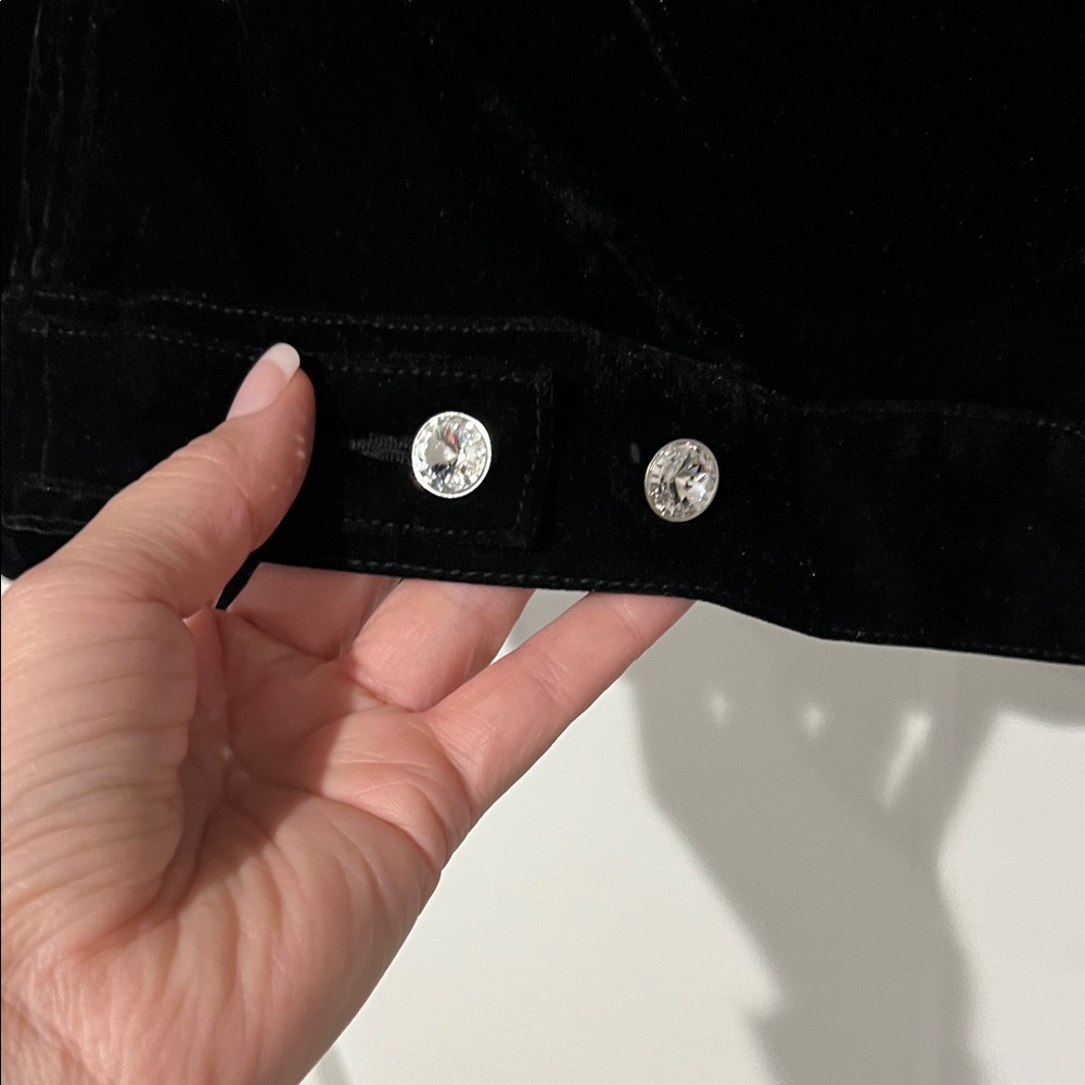 Vintage Christine Alexander Black Velvet Jacket Rhinestones Button size S - Picture 12 of 12